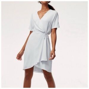 Aritzia Babaton Blue Wallace Wrap Mini Dress Size S